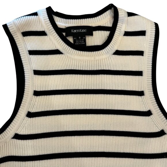 Like new Karen Kane Cream & Black Striped Ribbed Sleeveless Sweater Size Small - Picture 13 of 14